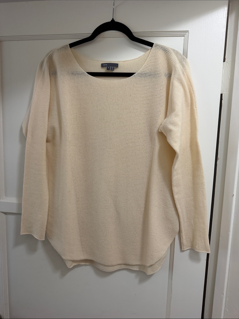 Vince Cream Scoop-Neck Knit Sweater